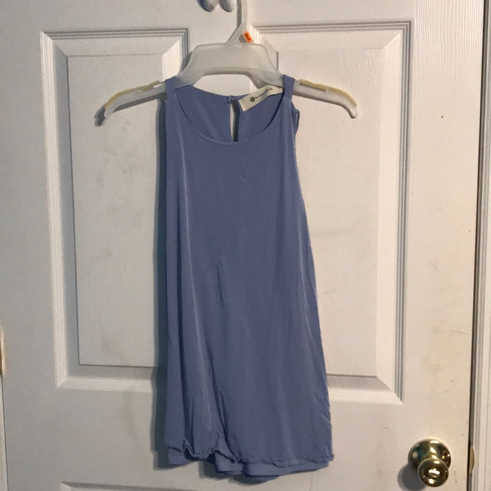 Powder blue sleeveless blouse with keyhole back